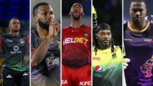 Evin Lewis, Kieron Pollard, Nicholas Pooran, Chris Gayle, and Johnson Charles – Top 5 most sixes hitters in CPL history