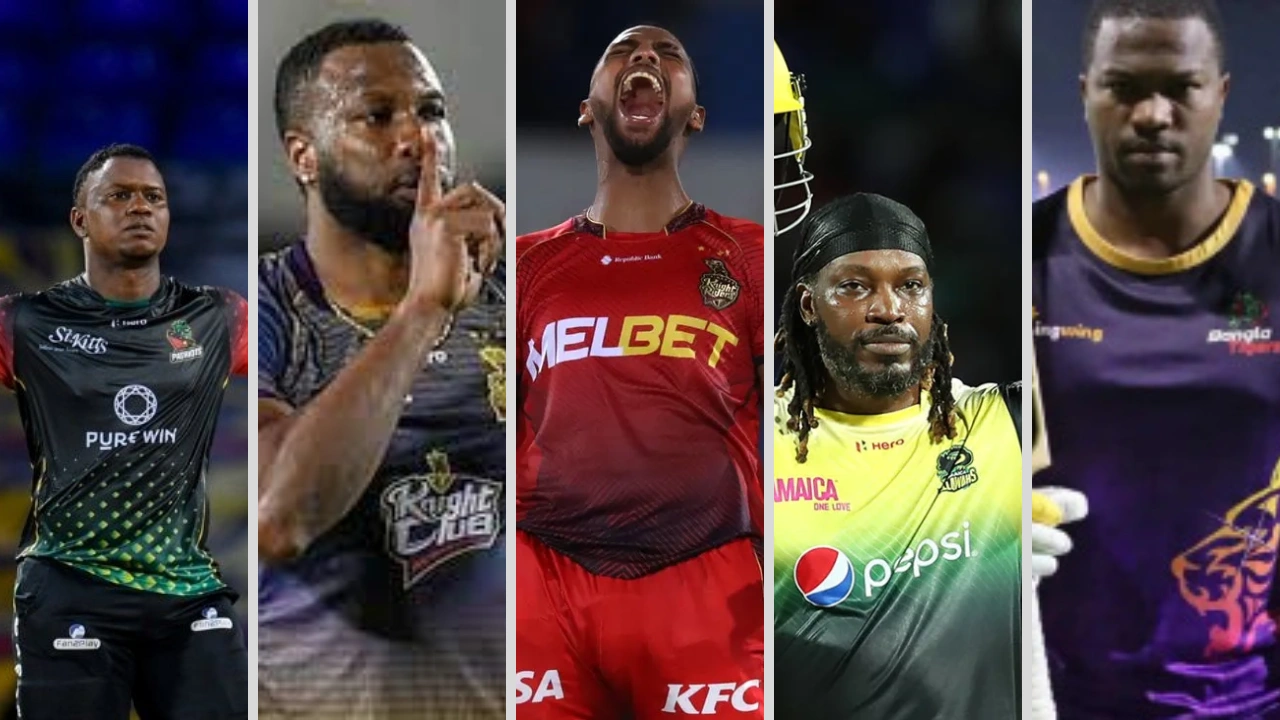 Evin Lewis, Kieron Pollard, Nicholas Pooran, Chris Gayle, and Johnson Charles – Top 5 most sixes hitters in CPL history