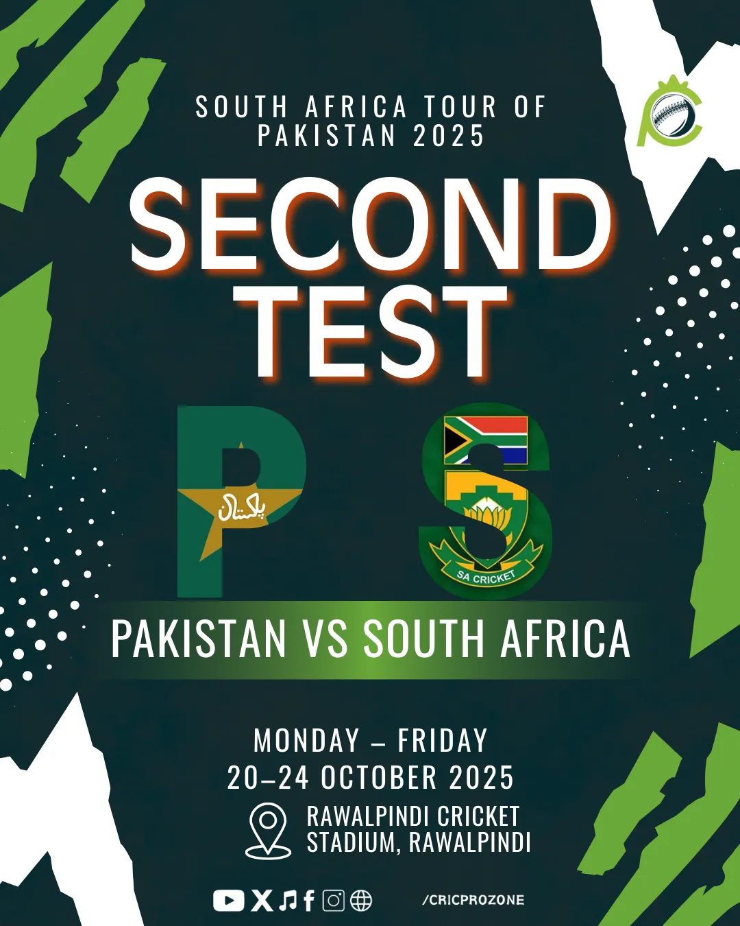 Pakistan vs South Africa 2nd Test 2025 at Rawalpindi Cricket Stadium