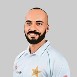 Sajid Khan bowling for Pakistan cricket team in a Test match