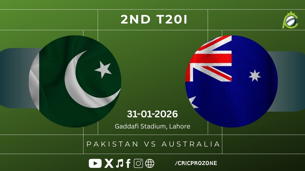 Pakistan vs Australia 2nd T20I match on 31 January 2026 at Gaddafi Stadium Lahore