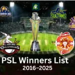 PSL Winners List (2016–2025) – Complete List of Champions and Runners-Up